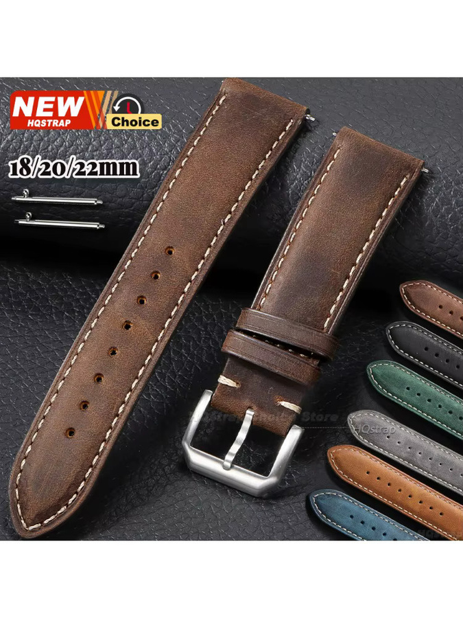 HQstrap Uhrenarmband Leder, Vintage, Unisex, 18mm 20mm 22mm - Bild 6