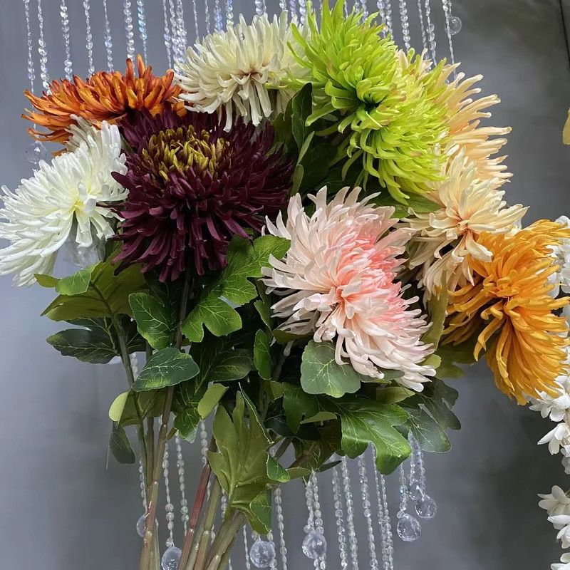 NANDI Künstliche Chrysantheme Drachenklaue in Multicolor als Dekoration für Wohnzimmer und Schlafzimmer - Bild 2
