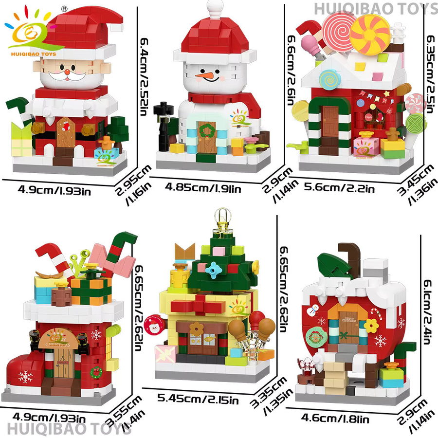 HUIQIBAO Weihnachten Dessert Haus Baum Santa Claus, Modell Baustein, DIY Ziegel Spielzeug - Bild 2