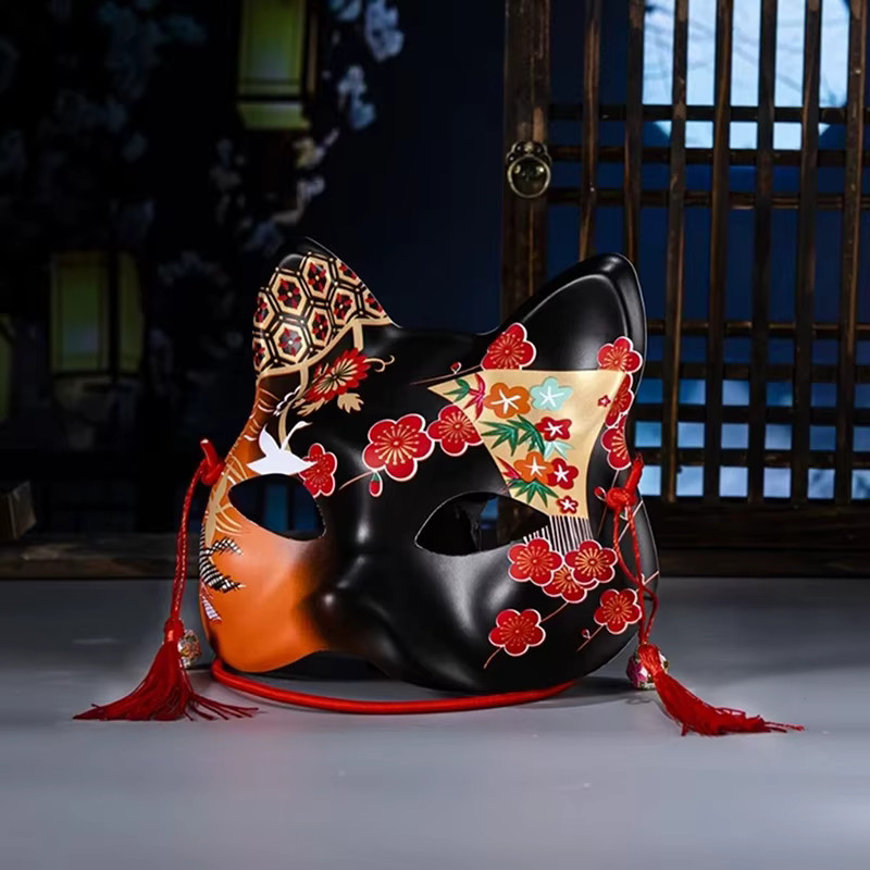 HUA HUA Cosplay-Maske, japanische Katzenmaske, handgefertigte halbe Gesichtsmaske - Bild 4