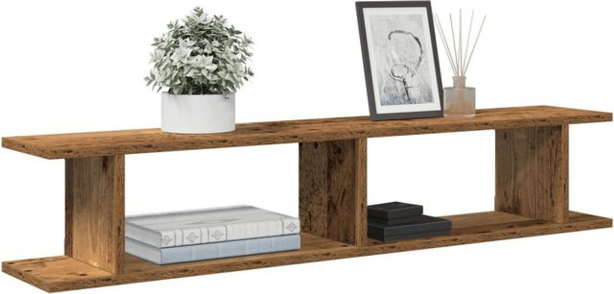 Vidaxl Wandregal Set 2 Stück in Braun im Landhausstil aus Holzwerkstoff B/H/T: 105 x 20 x 20 cm - Bild 1
