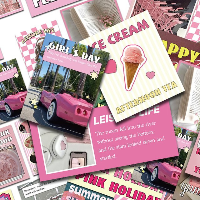 30 Stück rosa Urlaubsaufkleber-Set wasserfeste ästhetische Abziehbilder für DIY-Projekte wie Telefon, Sammelalbum und Koffer - Bild 1