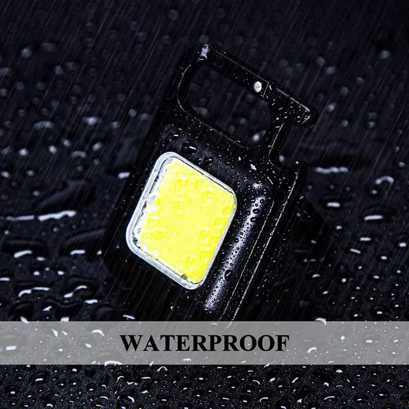 Wiederaufladbare LED COB Schlüsselbund Taschenlampe mit Magnet in Schwarz - Bild 4