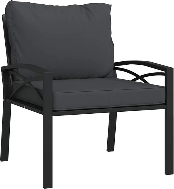vidaXL Gartenstuhl aus Stahl mit grauen Kissen, B/T/H: 68 x 76 x 79 cm - Bild 1
