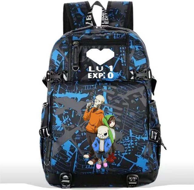 3-teiliges Schulrucksack-Set in Blau aus Oxford-Stoff mit großem Fassungsvermögen inklusive Federmäppchen und Schultergurt - Bild 1