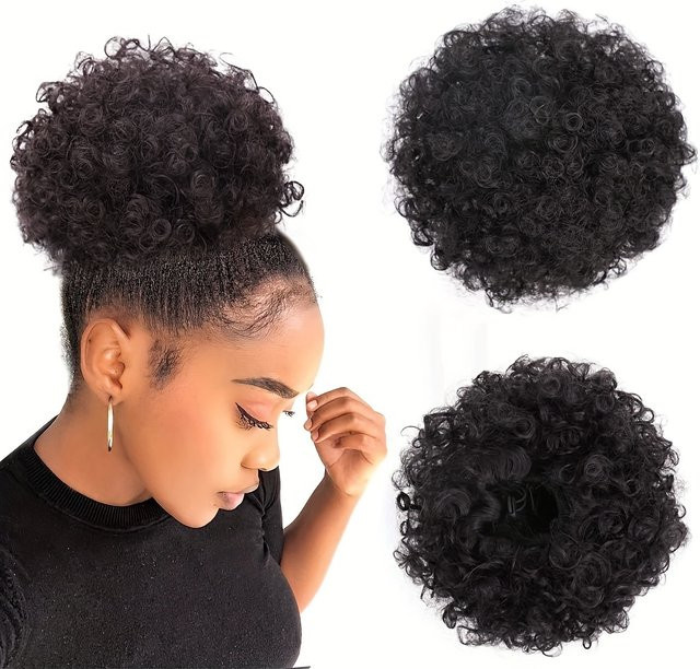 SHUOXIU Afro Puff Pferdeschwanz Verlängerung, Schwarz 1b, 80 g, Damen - Bild 1
