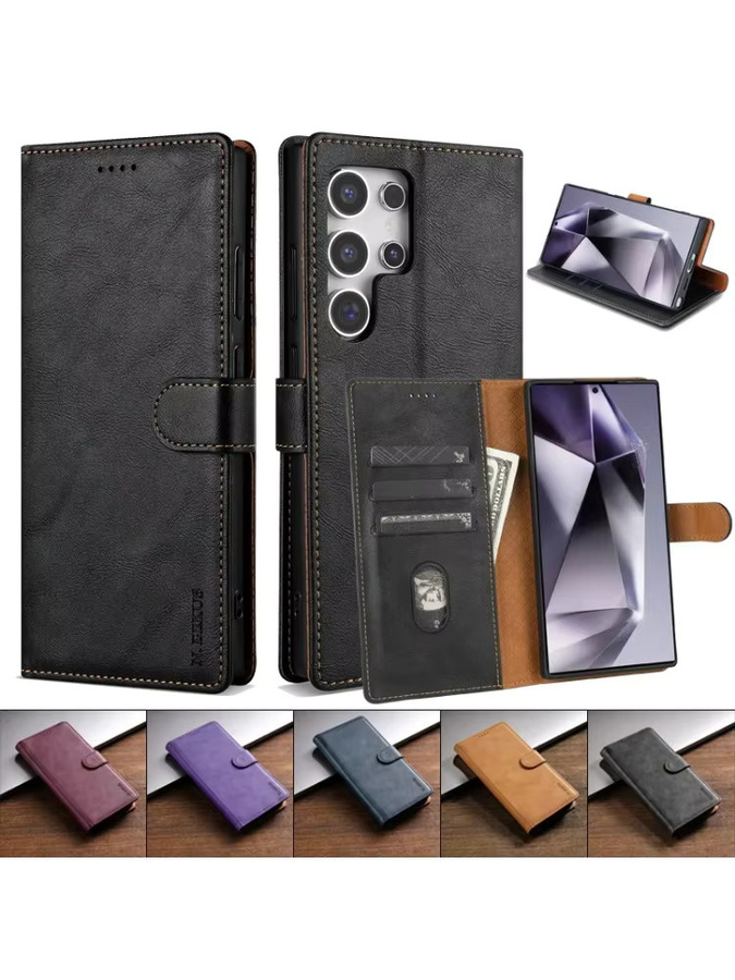 Business Leder Handyhülle für Samsung Galaxy S26 Ultra S25 S24 S23 S22 S21 S20 Plus FE Flip Book Card Wallet Cover Etui in Schwarz - Bild 6