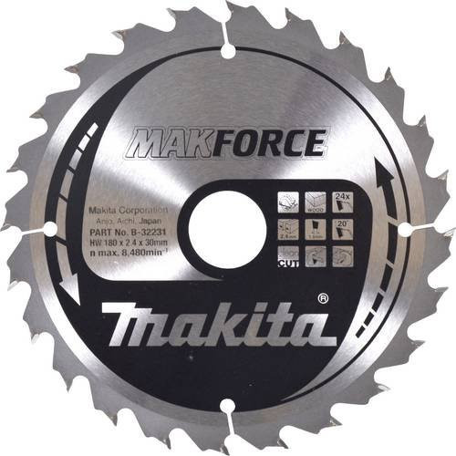 Makita MAKFORCE Kreissägeblatt für Metall, Farbe: Silber, Durchmesser: 180 mm, Bohrung: 30 mm, Zähne: 24Z - Bild 1