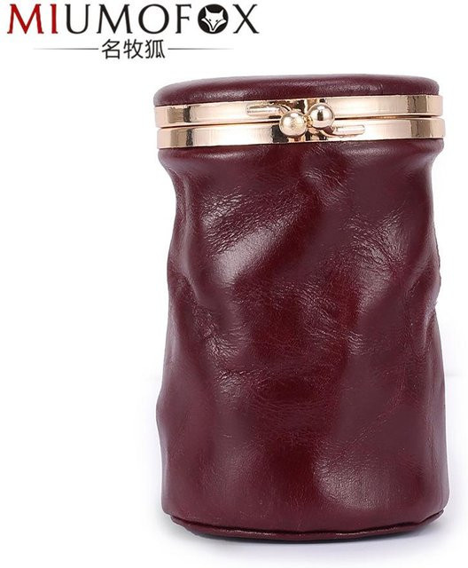 Genisy Kosmetiktasche aus echtem Leder mit Spiegel, Schwarz, Unisex - Bild 1