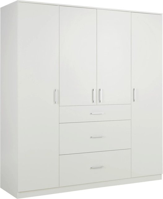 Drehtürenschrank Lasse von Mömax in Weiß und Grau mit integrierten Schubladen, H x B x T: 196,5 x 180 x 55 cm - Bild 1