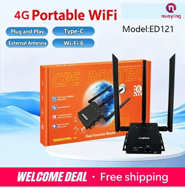 NUOYING 4G LTE CPE Hotspot ED121 WLAN-Router in Schwarz mit SIM-Kartensteckplatz, abnehmbaren Antennen und Typ-C-Anschluss - Bild 2