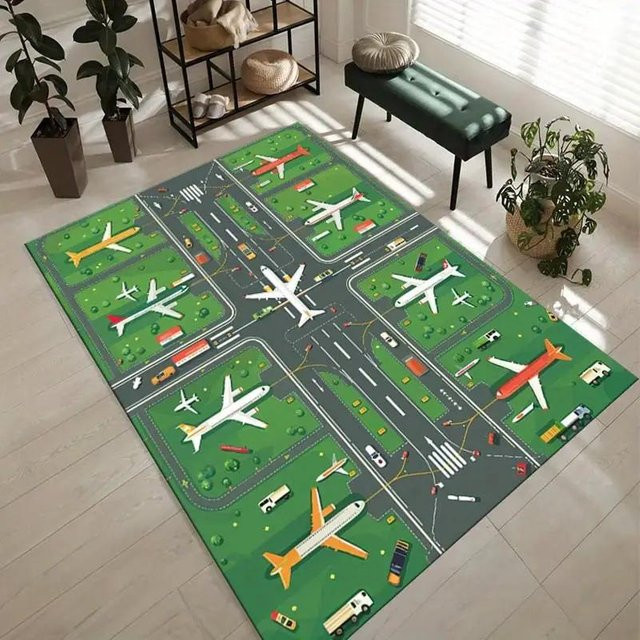 Spielmatte für Kinder von Lodestar mit Cartoon Flughafen und Landebahnen, Mehrfarbig, B/B: 40 x 60 cm - Bild 1