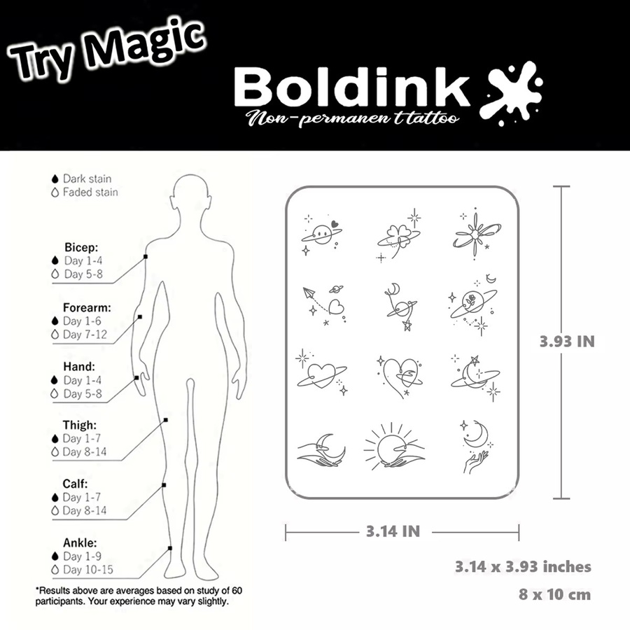 BOLDINK Sternenhimmel-Liebes-Tattoo-Aufkleber, Party-Make-up - Bild 3