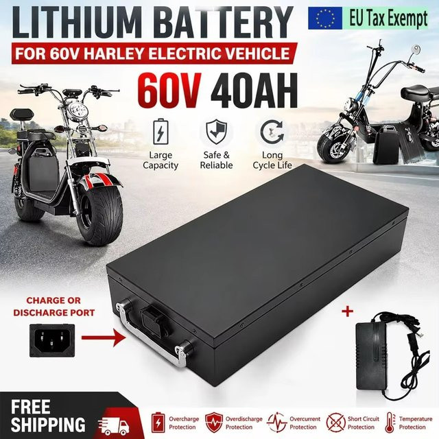 Hochwertiger 60V 40Ah Lithium-Ionen-Akku in Schwarz für Citycoco-Elektroroller und Harley-ähnliche Elektromotorräder mit intelligentem BMS - Bild 1
