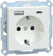 Merten Schuko Steckdose mit USB Ladegerät MEG2367-0325 Unterputz Weiß - Bild 1