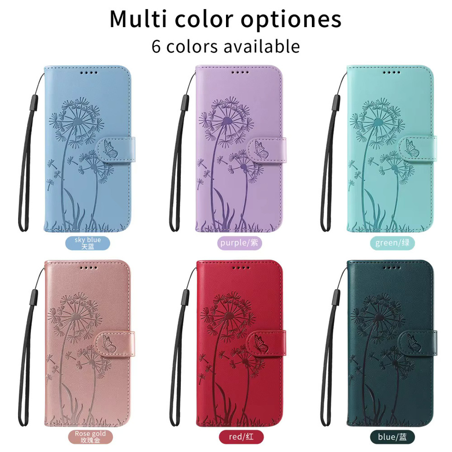 Leder Handyhülle mit Löwenzahn-Design als Wallet Flip Cover für Samsung Galaxy Modelle in Purple - Bild 6