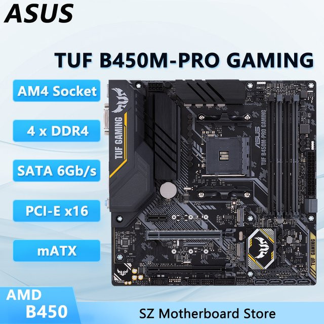Asus TUF B450M-PRO GAMING AM4 Micro-ATX Mainboard in Schwarz mit DDR4 und M.2 NVMe Unterstützung - Bild 1