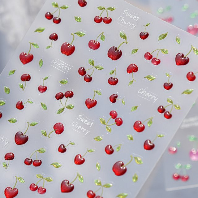 NAILFYOU Nagelsticker, Rote Kirsche, Glänzend - Bild 1