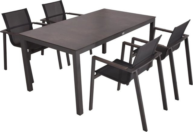 DELUKE Garten-Sitzgruppe IMRE 5-tlg. aus Aluminium und Kunststoff in Schwarz - Bild 1