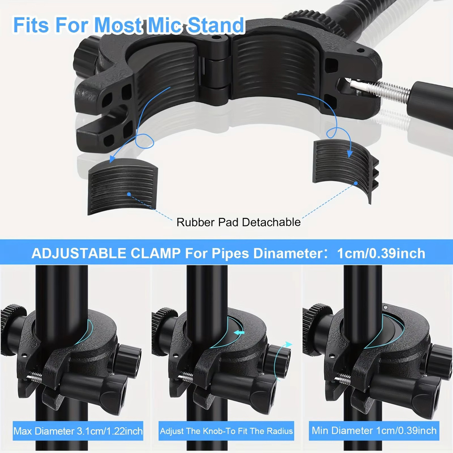 Ropada M2 Flexibler Tablet-Halter für Mikrofonständer und Notenständer, Schwarz, kompatibel mit 4,7 bis 13,5 Zoll Tablets und Smartphones - Bild 6
