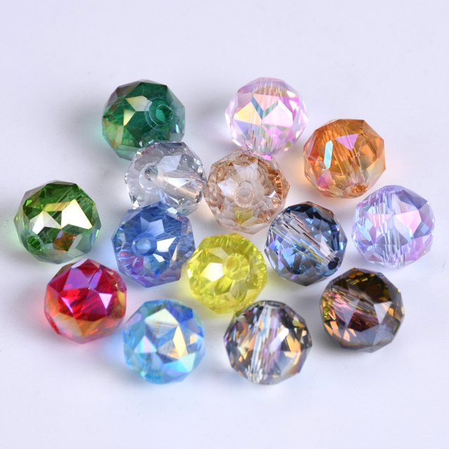 Siancolary Kristallglasperlen, rund, facettiert, 10 mm, bunt, Unisex - Bild 1