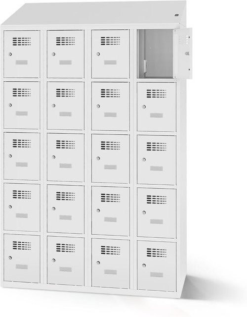 rotstahl Fächerschrank mit 20 Fächern und Ladefunktion in Hellgrau, B/H: 120 x 200 cm - Bild 1