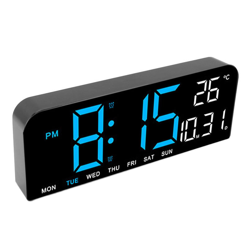 Tooarts Digitaler Wecker mit LED-Display, Wanduhr und Schreibtischuhr in Schwarz mit Temperatur-, Datums- und Wochenanzeige - Bild 3