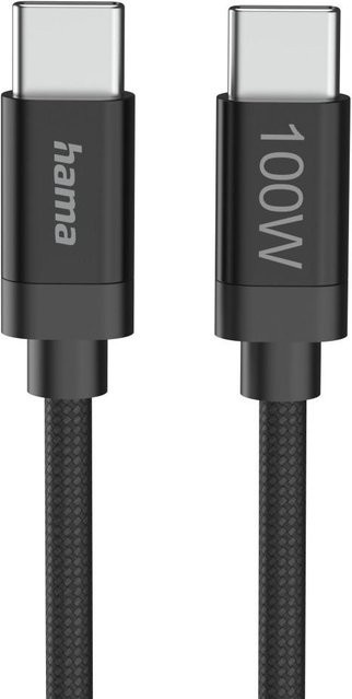 Hama Ladekabel Fabric USB-C auf USB-C, 100W, Schwarz, Länge: 3 m - Bild 1