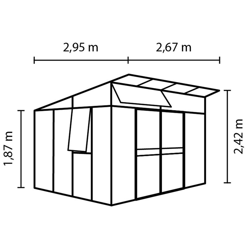 Vitavia Gewächshaus Aphrodite 7800 Pultdach mit Aluminiumprofilen in Silber und 10 mm Polycarbonat-Verglasung - Bild 3