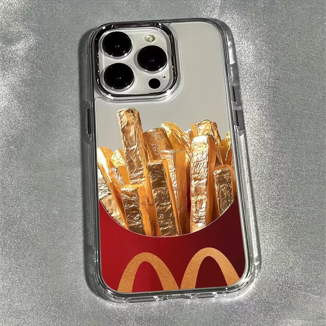 Mairuige Handyhülle mit goldenem Pommes-Frites-Muster für iPhone 11 bis iPhone 17 Pro Max Plus, stoßfest und sturzsicher, Multicolor - Bild 1