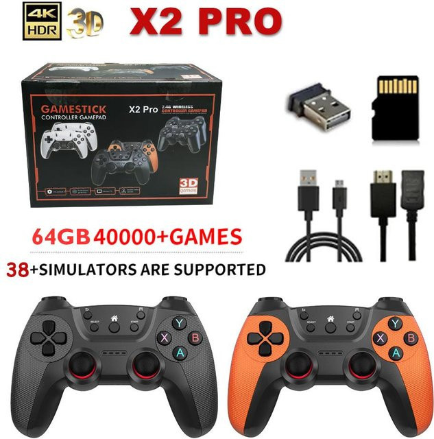 X2Pro PK M15 Pro Retro-Arcade Spielekonsole mit 128 GB Speicher, 4K UHD Video-Spiele-Stick in Schwarz - Bild 1