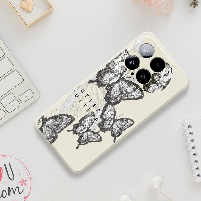 Silikon Handyhülle mit Schmetterlings-Print für Xiaomi Mi 15 Ultra, Mi 14T, 13T, 12T, 11T Pro und Mi 13T Pro - Bild 1