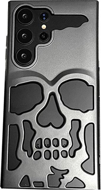 Stoßfeste Handyhülle mit Totenkopf-Design für Samsung Galaxy S24 Ultra S23 S24 Plus in Grau Matt - Bild 1