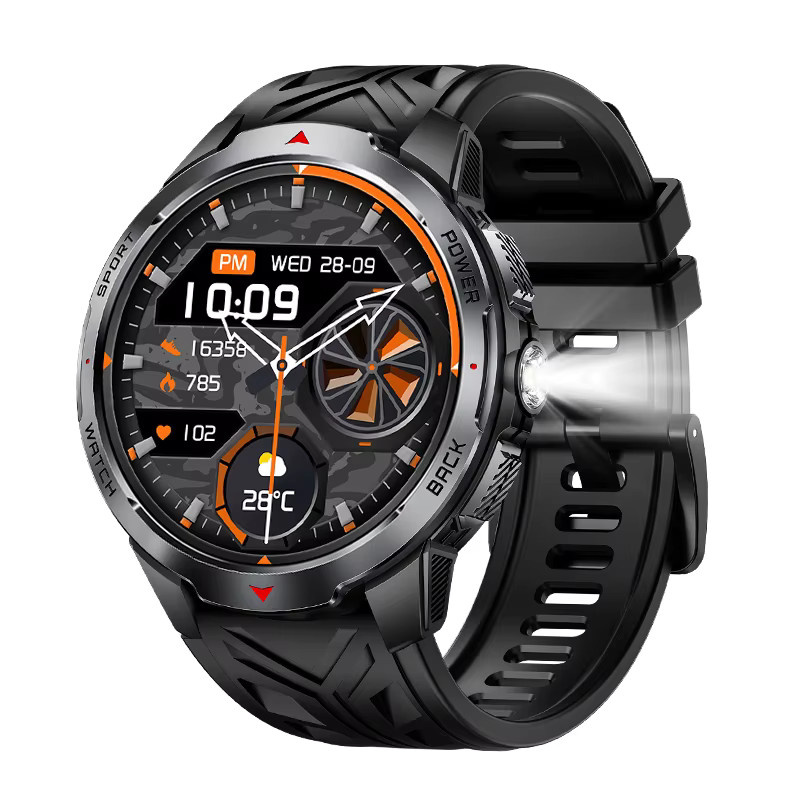 LIGE Smartwatch für Herren mit 1100 mAh Akku, Bluetooth-Anruf, LED-Taschenlampe und Kompass in Schwarz oder Silber - Bild 7