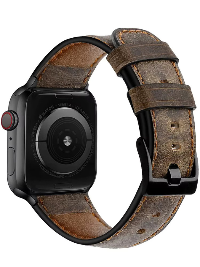 Uhrenarmband Leder, Retro, Schwarz, Unisex - Bild 6