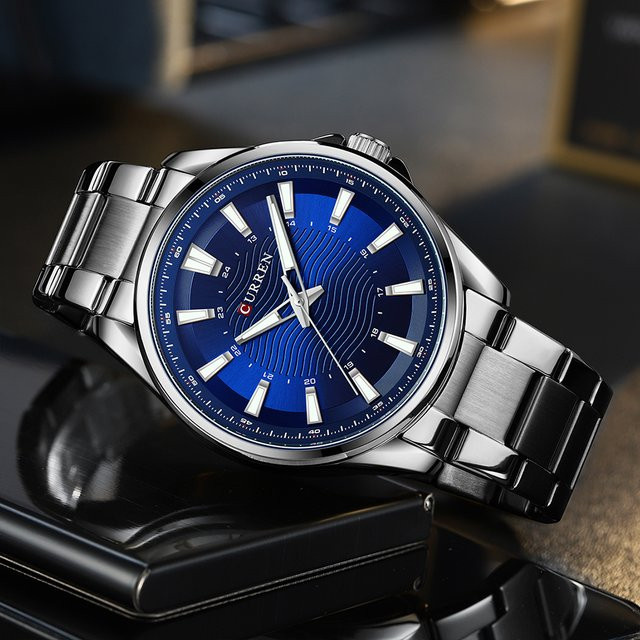 CURREN Armbanduhr, Quarz, Edelstahl, Blau, Herren - Bild 1