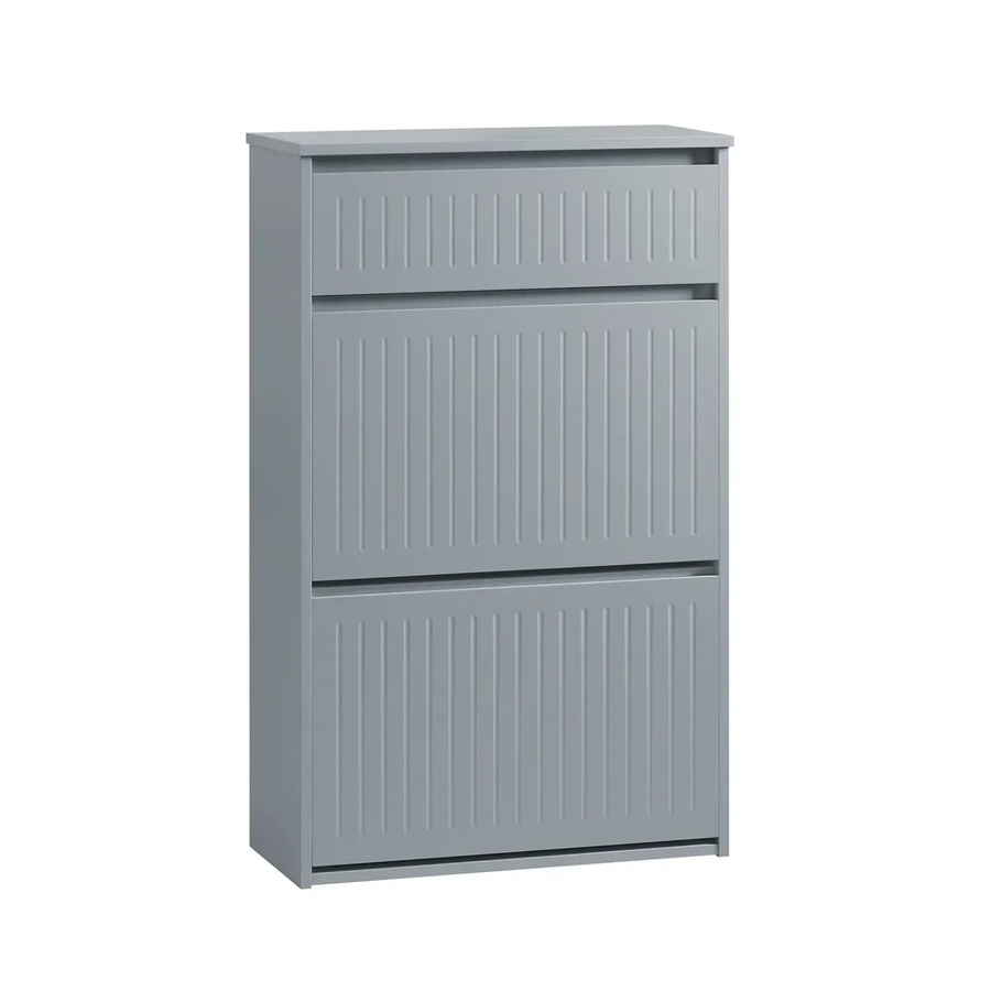 SoBuy Schuhschrank Hellgrau mit 2 Klappen und 1 Schublade FSR165-HG B/T/H: 61 x 26 x 100 cm - Bild 2