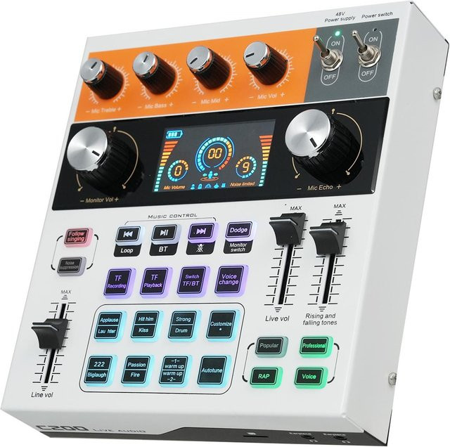 Neoglint C200 Live Soundkarte Multifunktions-Audiomixer mit Bluetooth in Bunt - Bild 1