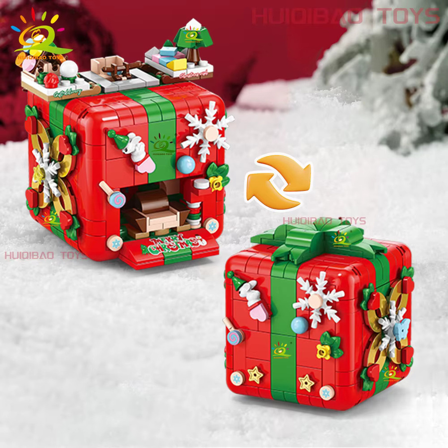 HUIQIBAO DIY Modellbaustein Überraschungsbox mit Elch und Schneemann, Weihnachts-Spielzeug für Kinder und Erwachsene, Mehrfarbig - Bild 3