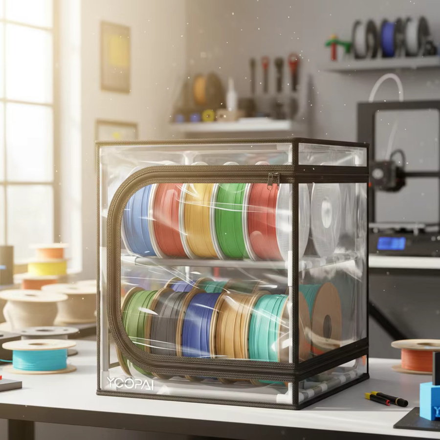 YOOPAI Filament-Aufbewahrungsbox und Trockner für 10 bis 20 Rollen, wasserdicht und staubdicht, Schwarz/Transparent - Bild 2