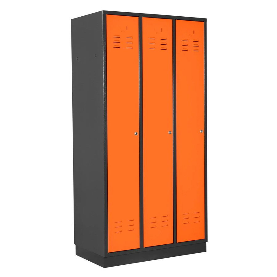 PROREGAL Garderobenschrank Ermine mit 3 Türen aus Stahlblech in Anthrazitgrau und Orange, H x B x T: 177,5 x 89 x 50 cm - Bild 2