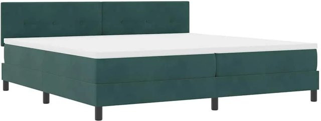 vidaXL LED Boxspringbett mit Matratze aus Samt in Dunkelgrün, B/T/H: 200 x 200 x 280 cm - Bild 1