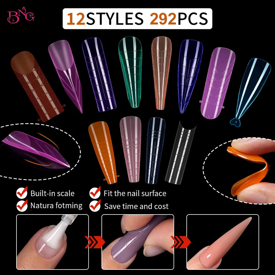 BNG Dual-Formen für Poly-Nagelgel, 292 Stück, Stiletto und Quadratisch - Bild 2