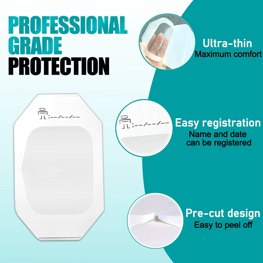 100 Stück transparente selbstklebende Film-Dressing Patches, wasserdichte klare Bandagen für Tattoo-Nachsorge und Verband, Breite: 6 cm, Höhe: 7 cm - Bild 2