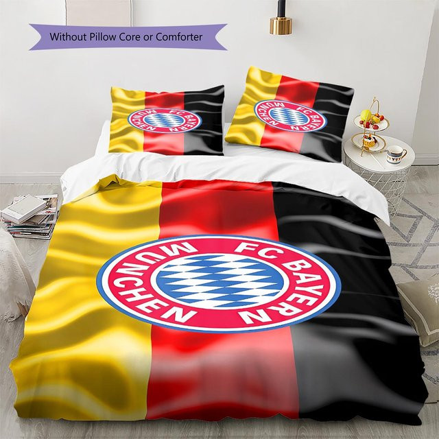FC Bayern München Bettwäsche Set mit Bettbezug und 2 Kissenbezügen, Farben: Rot, Gelb, Schwarz, B/H: 200 x 220 cm - Bild 1