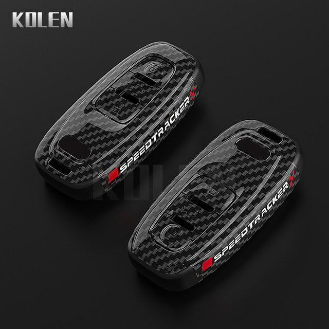 KOLEN Kohlefaser Auto Remote Key Case Abdeckung für Audi A1 A3 A4 A5 A6 Q3 Q5 Q7 TT Sline in Schwarz - Bild 1