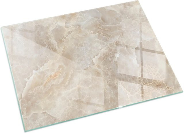 Tulup Glasplatte für Kamin in Steinmuster, Beige, B: 120 cm, T: 80 cm - Bild 1