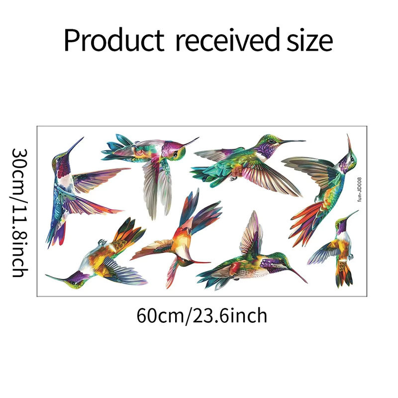 Bunter Kolibri Glasfenster Aufkleber mit Landschaftsmotiv als dekorativer UV-beständiger Fenstersticker für dein Zuhause, mehrfarbig - Bild 6