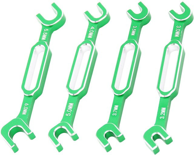 Fishine 4er-Set RC Auto Wartungsschlüssel aus Aluminiumlegierung, Spannschlossmutter und Kugelgelenk Ausdrücker, Farbe: Grün - Bild 1