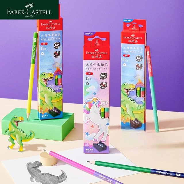 Faber-Castell Dinosaur Unicorn HB Dreieckiger zweifarbiger Holzstift in Mehrfarbig - Bild 1